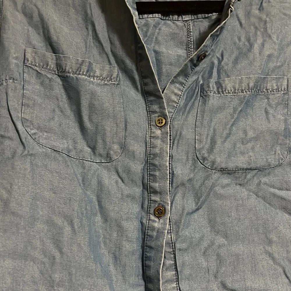 Comptoir Des Cotonniers Denim Button Front Blouse - Picture 5 of 6